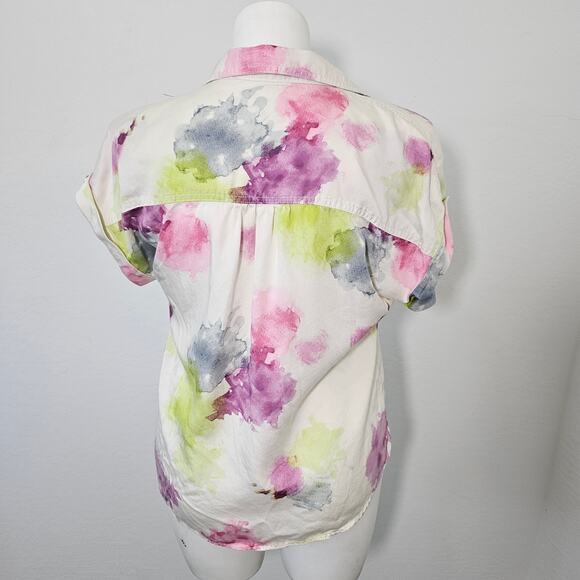 Westbound Abstract Print Short Sleeve Button-Front Shirt - M - Picture 4 of 8